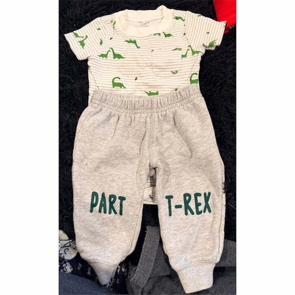 Carter's & Cat & Jack Baby 3-6M Dino Bodysuit Joggers Zip Sleeper 3pc